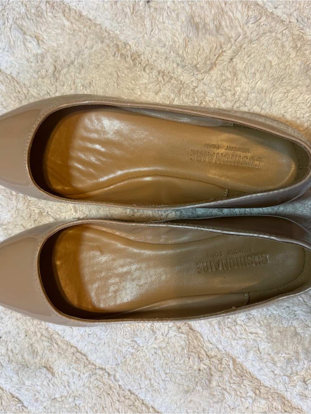 Cushionaire Nude Patent Pointed Toe Flats